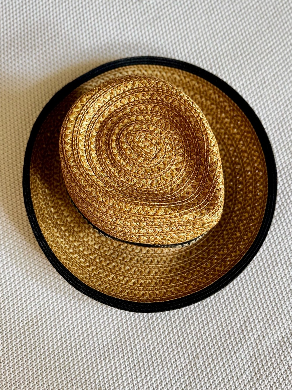 ERIC JAVITS Authentic Squishee Straw Hat UPF 50 Fedora Black Trim Patterned Band - Picture 5 of 14